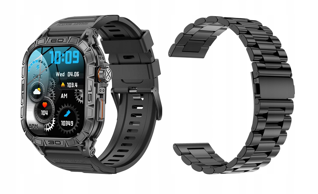 Pánské hodinky chytré hodinky GlacierX Upozornění Military Amoled 360mAh