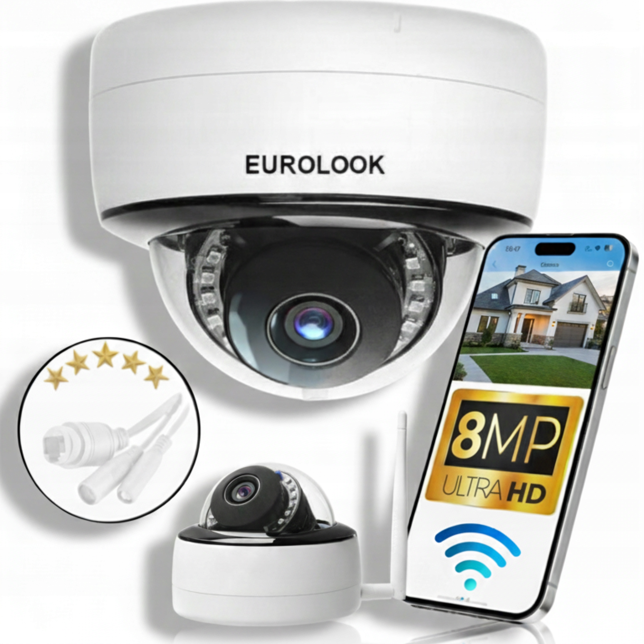 Ip WiFi vonkajšia kupolová kamera 8MPX Detekcia