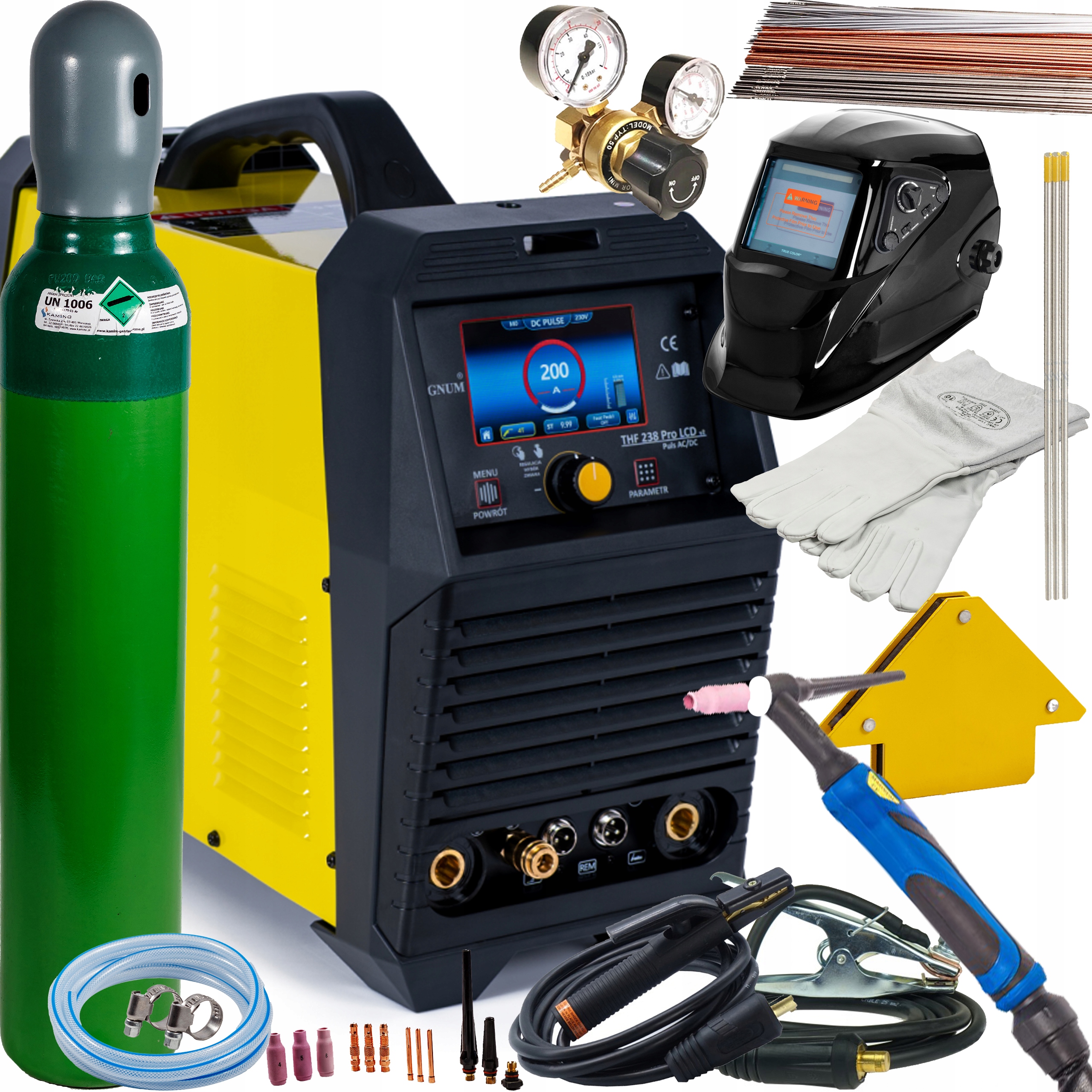 Tig hliníková svářečka Acdc Magnum 238 Pro LCD V2 200A Spot Puls SET1
