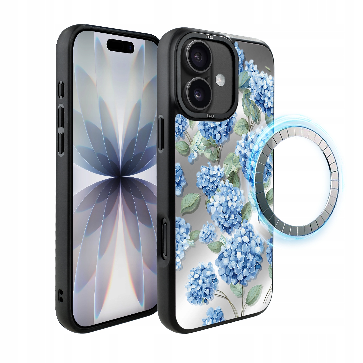 Etui do iPhone 17 Ibizu DropGuard Matt z MagSafe, Szafirowa hortensja