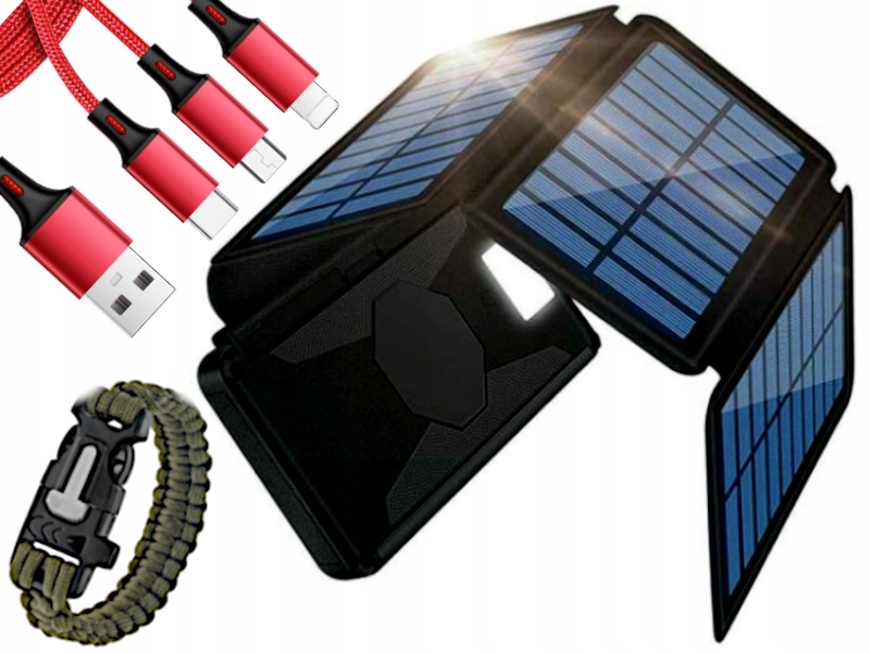 Solární turistická powerbanka kabel 3v1