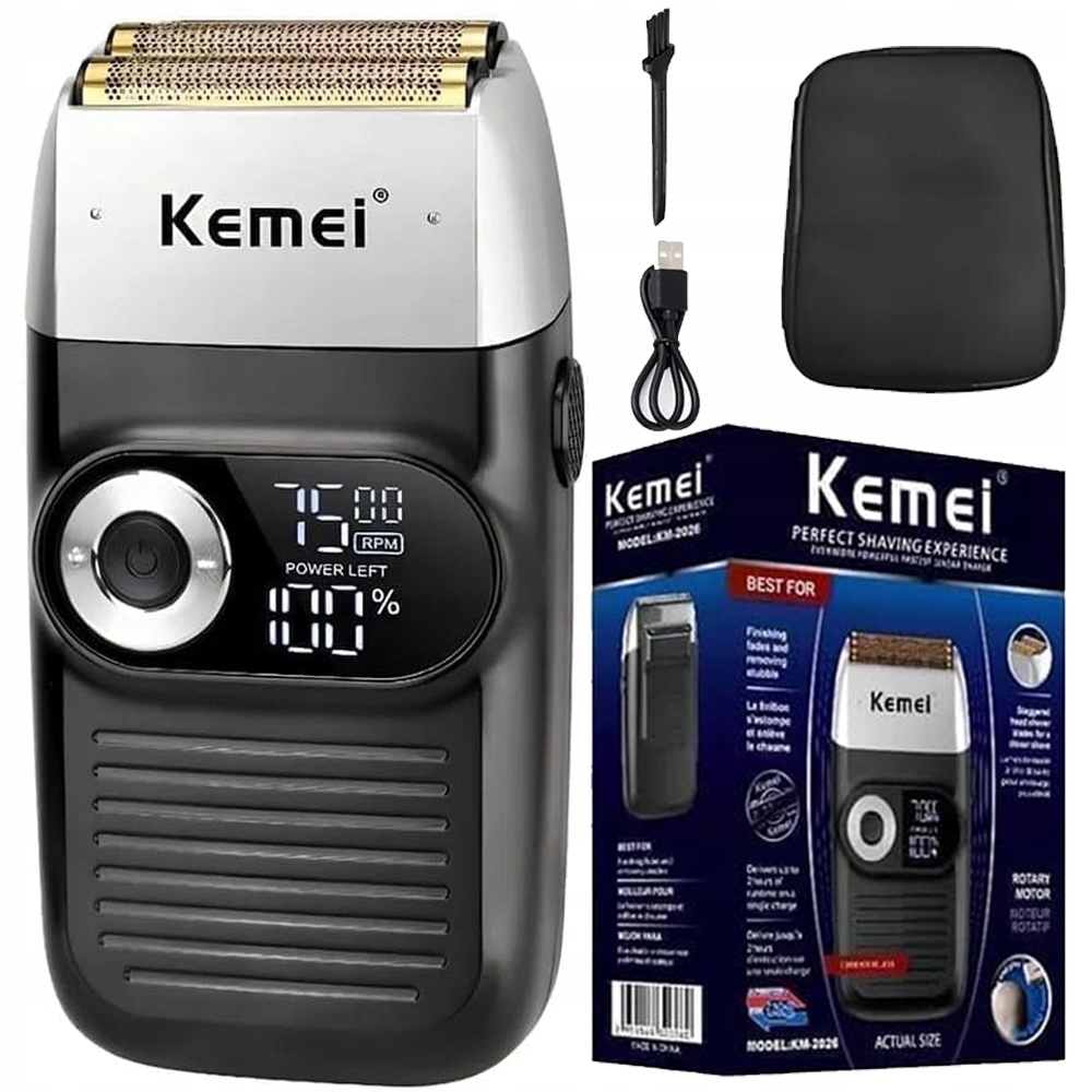 Golarka Męska Kemei KM-2026 Wodoodporna Bezprzewodowa Usb