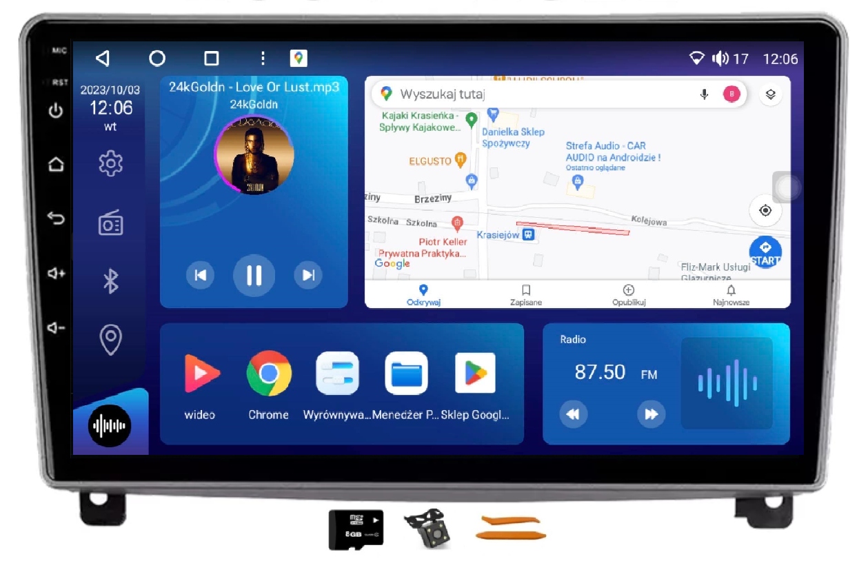 Radio Android Nawigacja Qled Carplay 128GB Lte Gps Dsp Peugeot 407 04-11