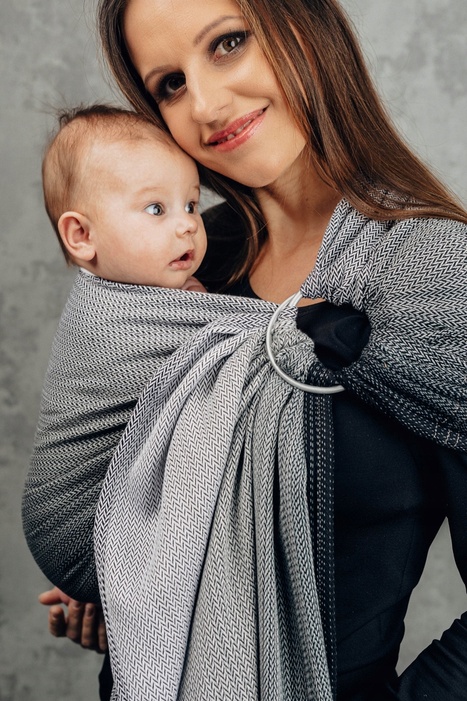 Chusta kółkowa LennyLamb - Jodełka Ombre Szary Rozmiar M