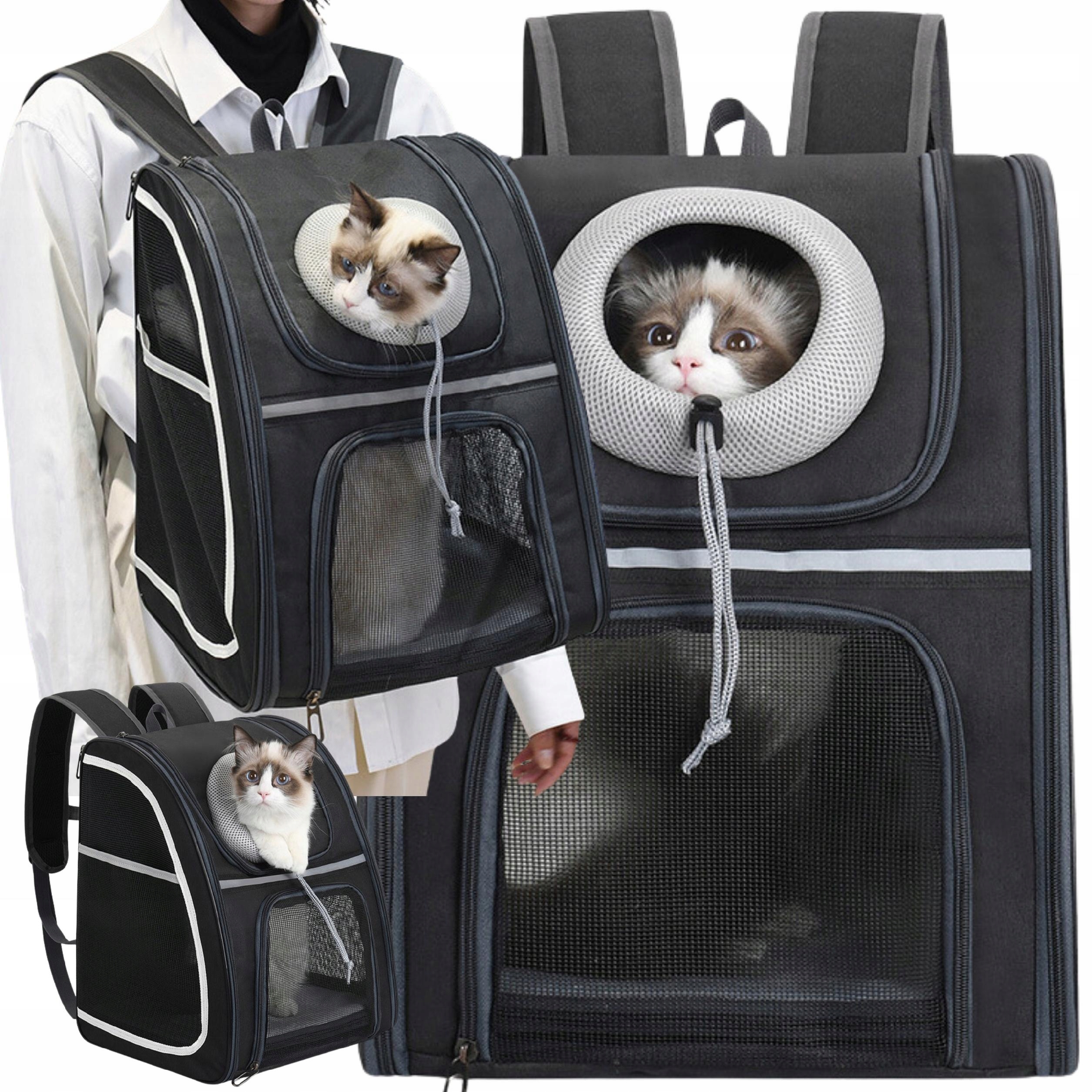 Levně Batoh Pro Kočky Psa Přepravka Taška Petsmart Nosidlo Pro Zvířata Černá