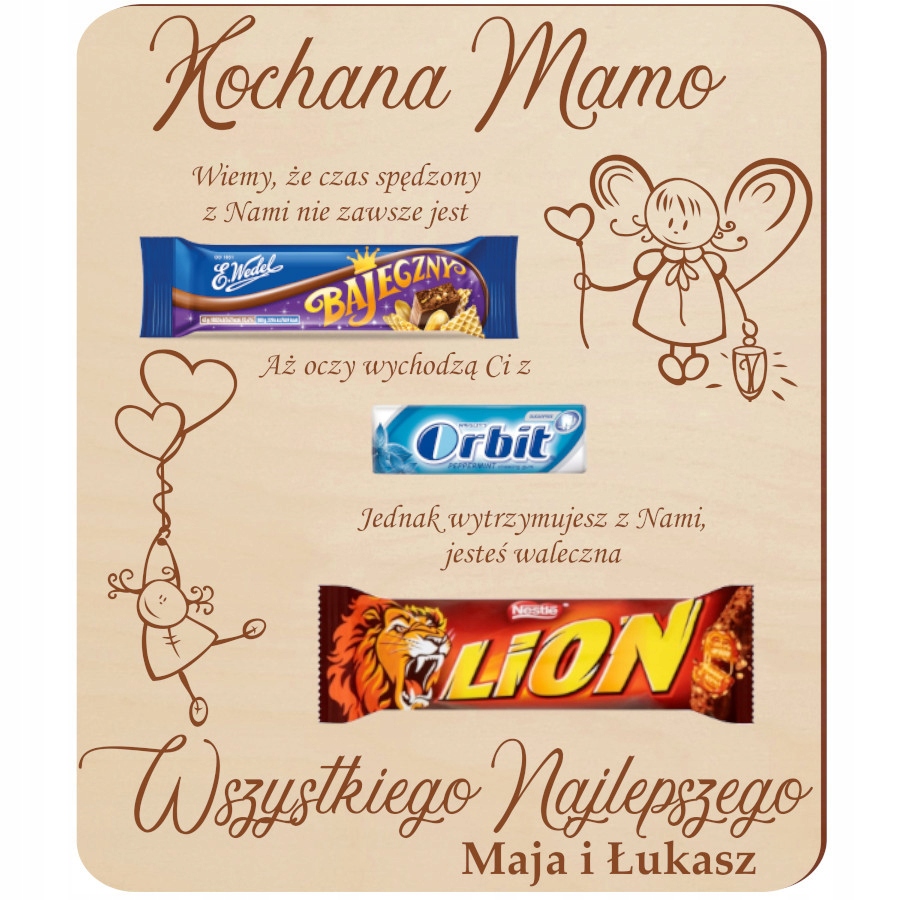 

Dyplom dla Mamy matki taty Ojca Tabliczka batony