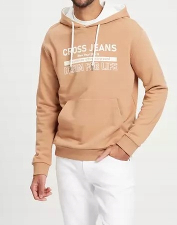 Pánská mikina Pánská Mikina S Kapucí Cross Jeans 25435-082, karamelová, velikost M