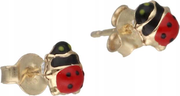 Zlaté náušnice 585 s beruškami, tyčinky 0,93 g, módní vzor jako dárek 14kt