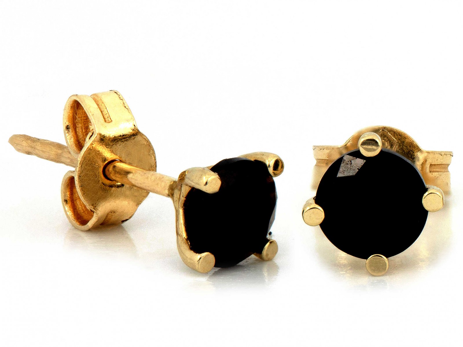 Módní náušnice zlaté 585 14k s černou zirkonovou tyčinkou 0.73g pro ženy