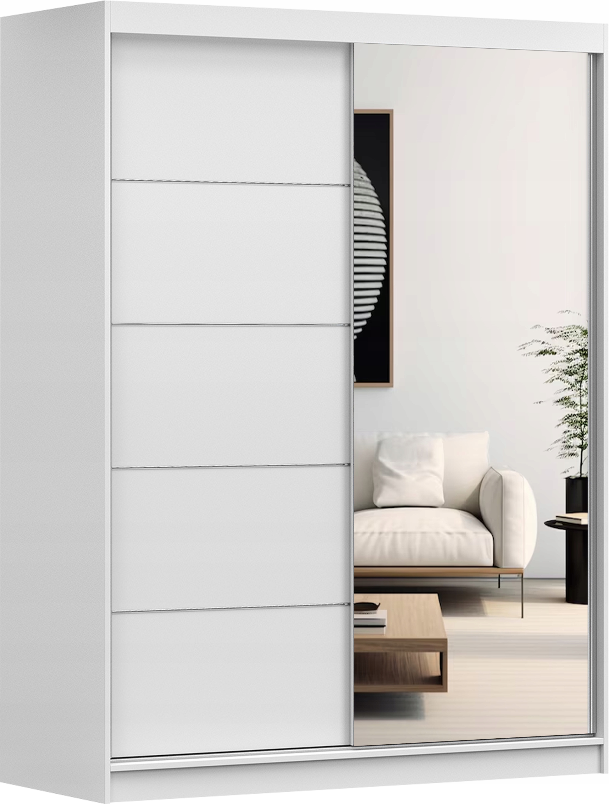 Szafa Przesuwna VISTA 05 150 Lustro półki drążek duża sypialnia KOLORY Liczba szuflad 0