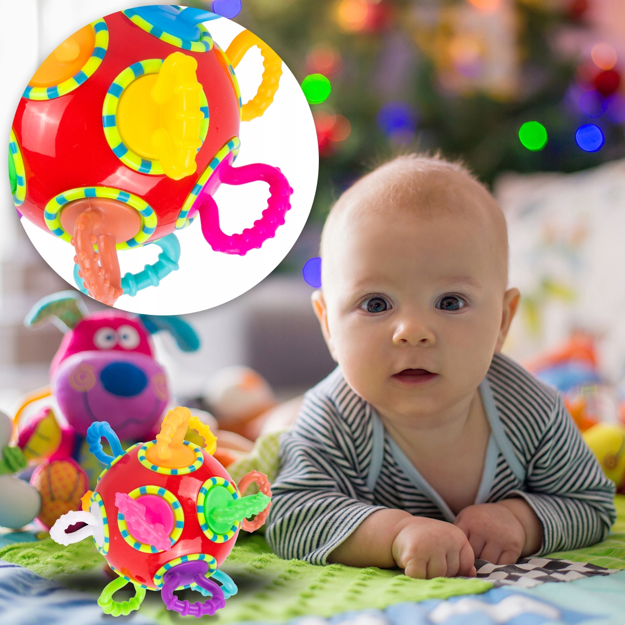 MĚKKÝ MÍČEK, BAREVNÝ, SMYSLOVÝ MÍČEK, CHRADLIČKA, KOUPÍTKO PRO DÍTĚ Materiál: guma, plast