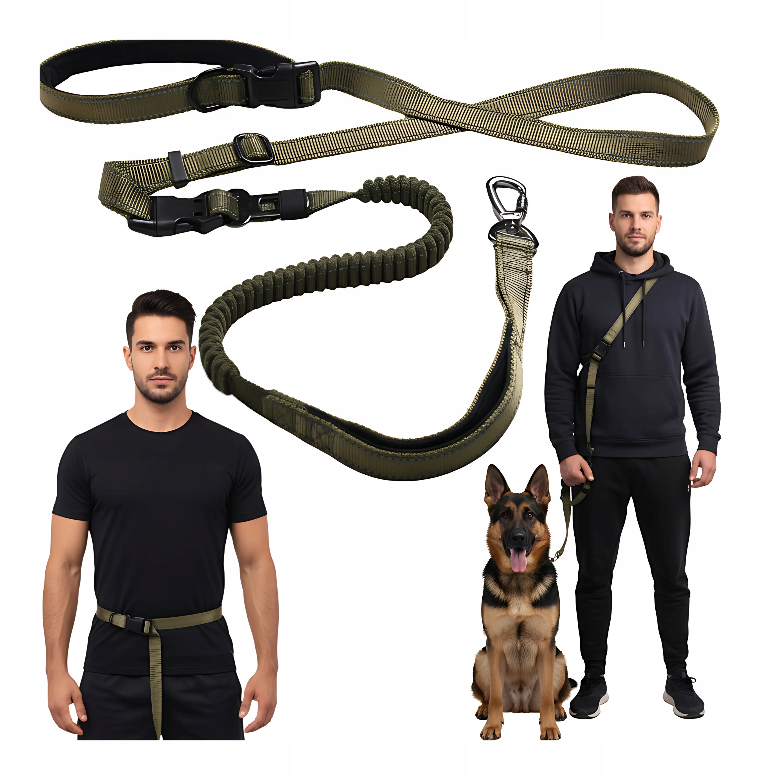 Levně Vodítko pro psa na běhání s tlumičem, přepínací, tréninková, nastavitelná