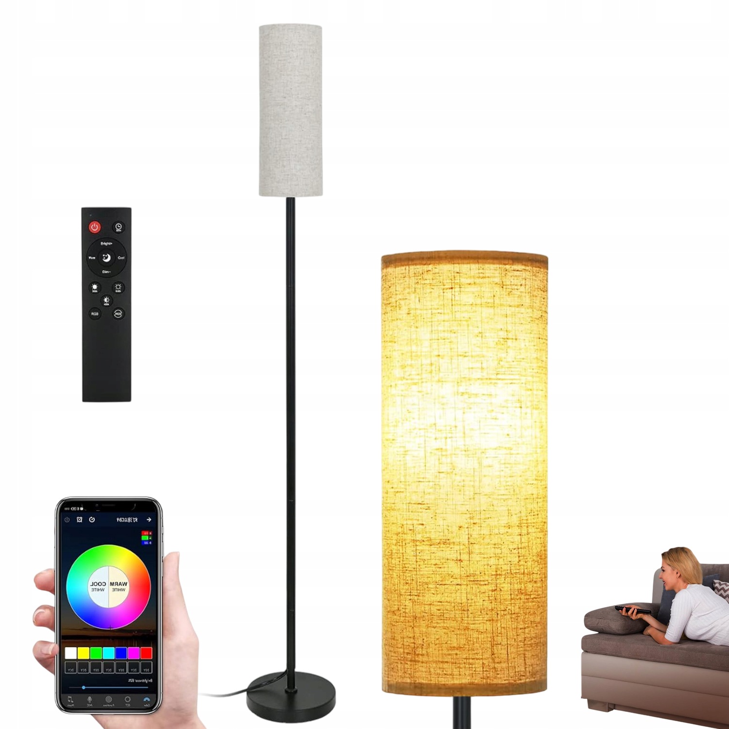 Stojací Lampa Rgb S Barevným Světlem Do Ložnice Kanceláře A Obývacího Pokoje