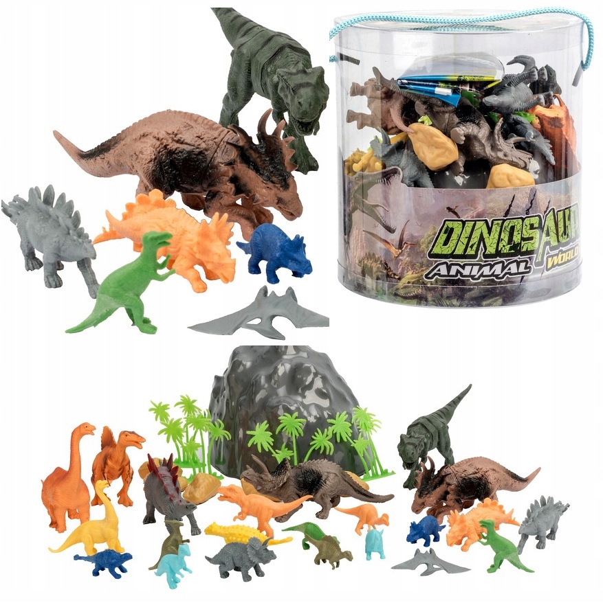 

Dinozaury Duży Zestaw W Tubie Figurki Różne Gumowe