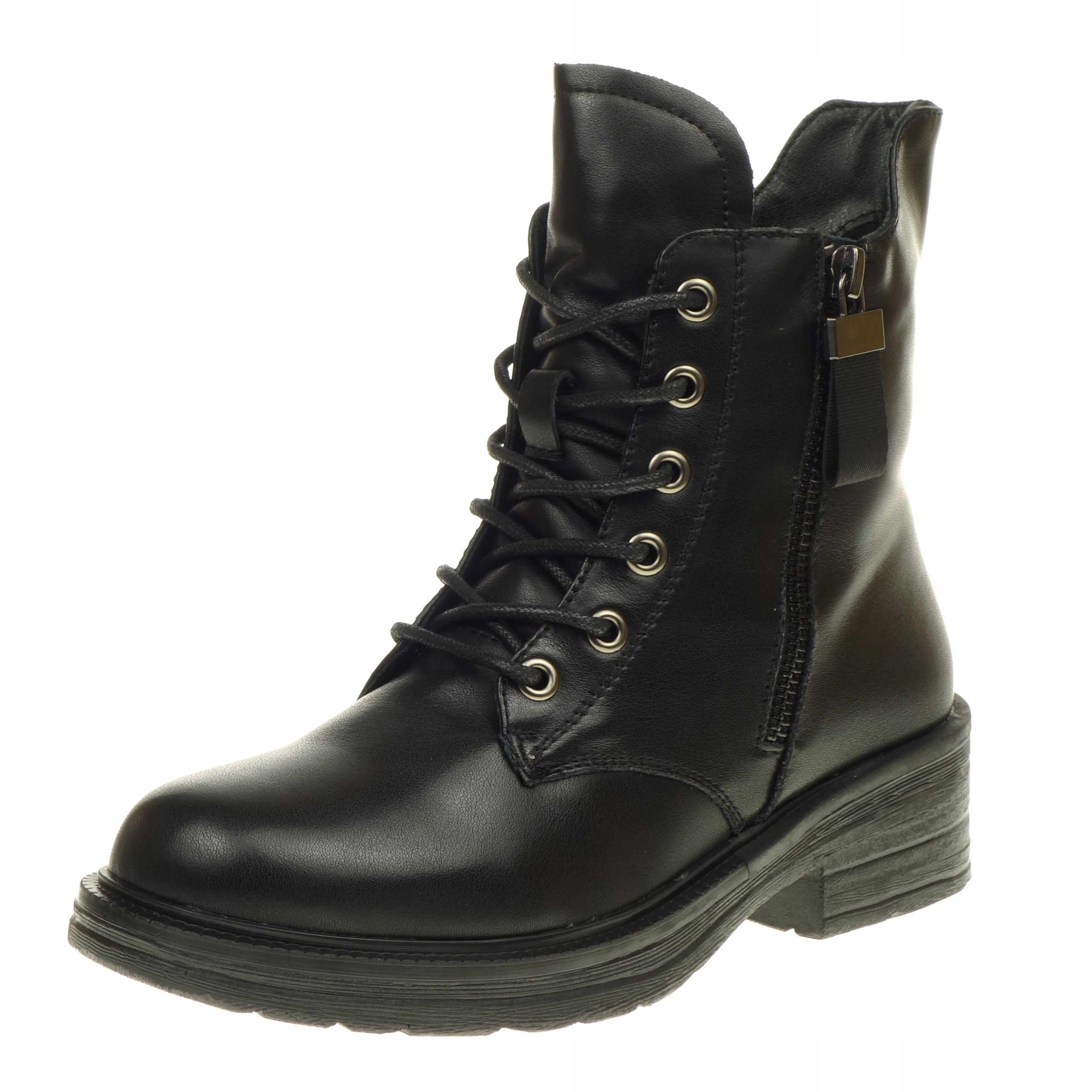 Vysoké Kotníkové Boty Kožené Jezzi Zateplené Zimní na Posuvník Černé 38