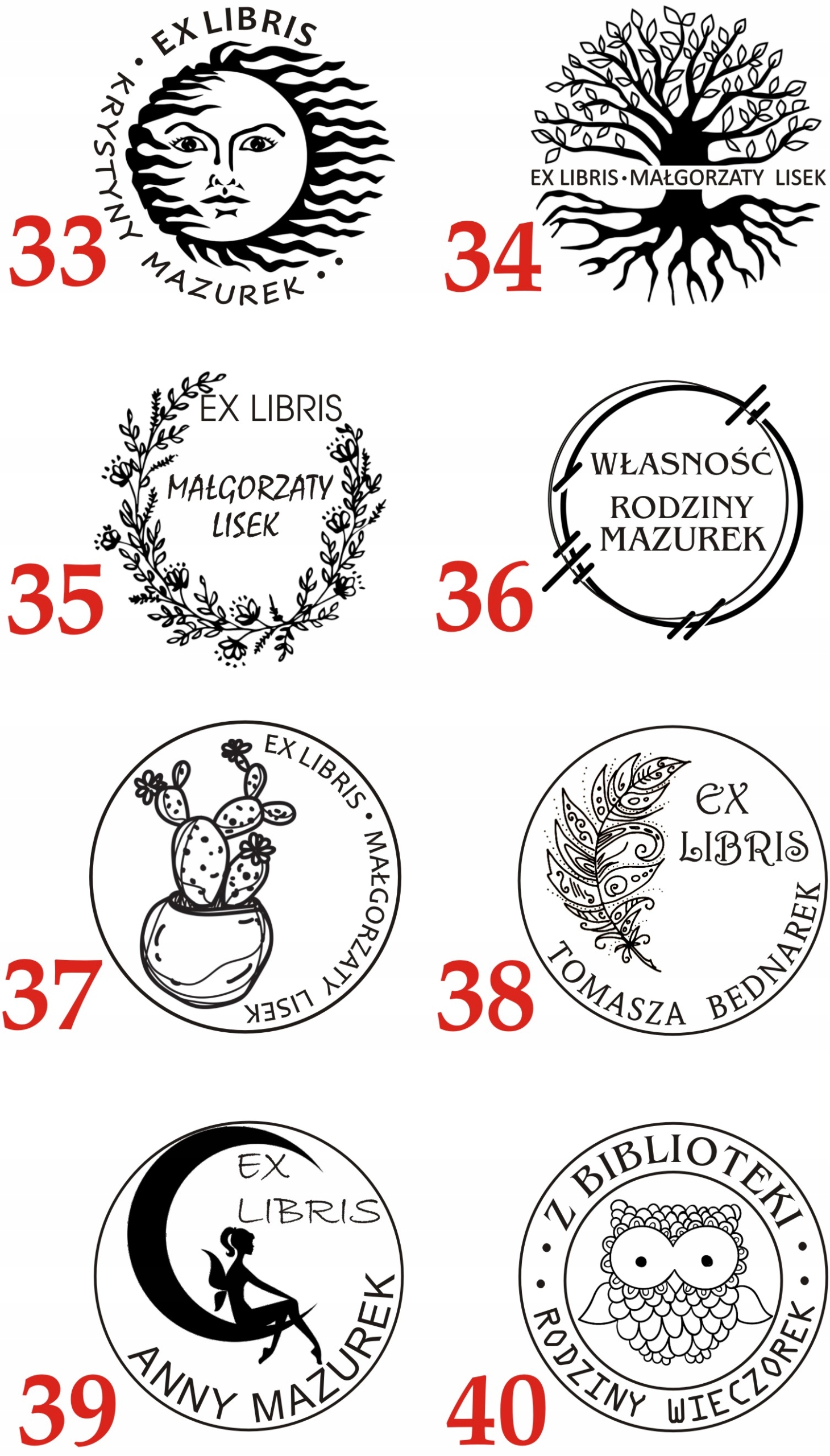 GRYF PIECZĄTKA OKRĄGŁA EX LIBRIS STEMPEL 6 CM Kształt Okrągła