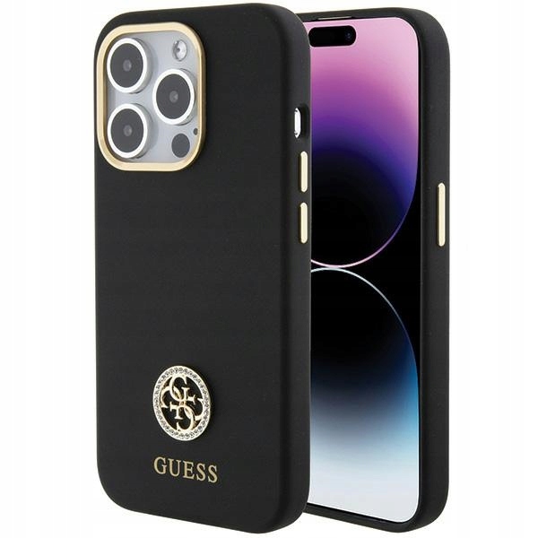 Pouzdro Guess GUHCP15LM4DGPK pro Apple iPhone 15 Pro hardcase Silicone Logo Strass