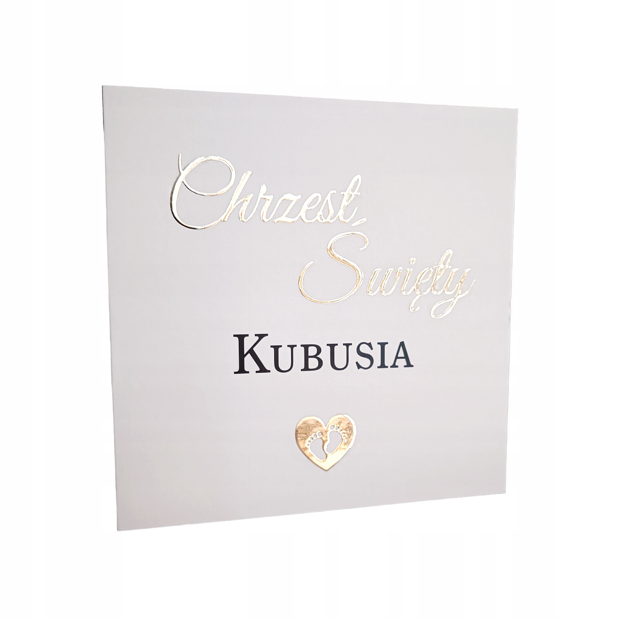 Zaproszenia na Chrzest błyszczący Złoty napis, Personalizacja Kolor dodatkowy złoty