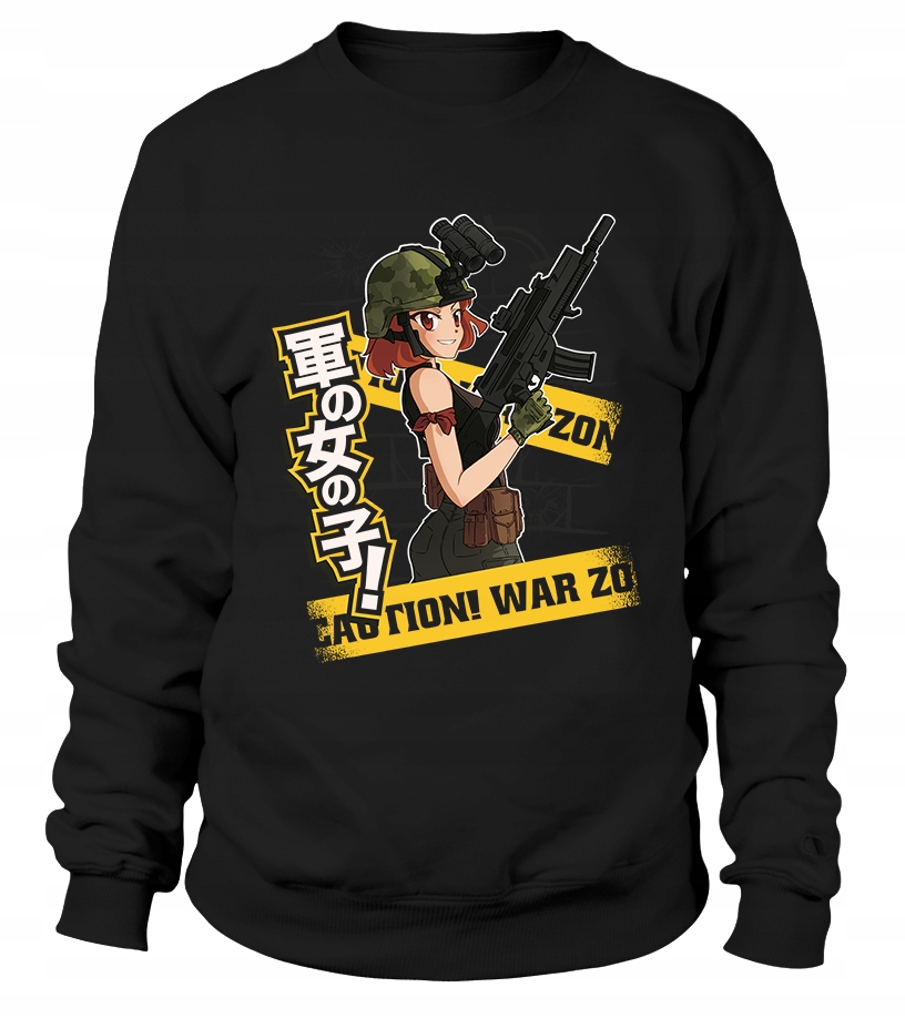 Dámská Mikina Anime Military Girl, velikost XL, černá