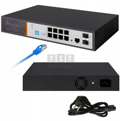 Extralink Victor Switch PoE 8x Gigabit PoE/PoE+, 2x Sfp, 1x Port Konsol