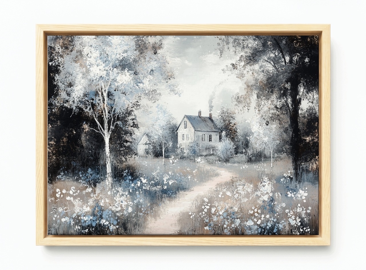Obraz Rám Americký Box Venkovský Dům Louka Zahrada Cottage Vintage 60x40
