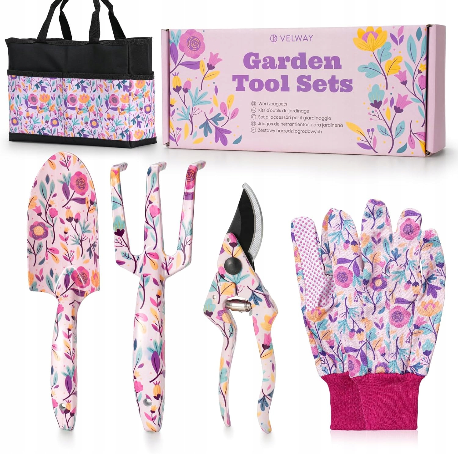 Velway Sada zahradního nářadí 5 ks s rukavicemi a nůžkami
