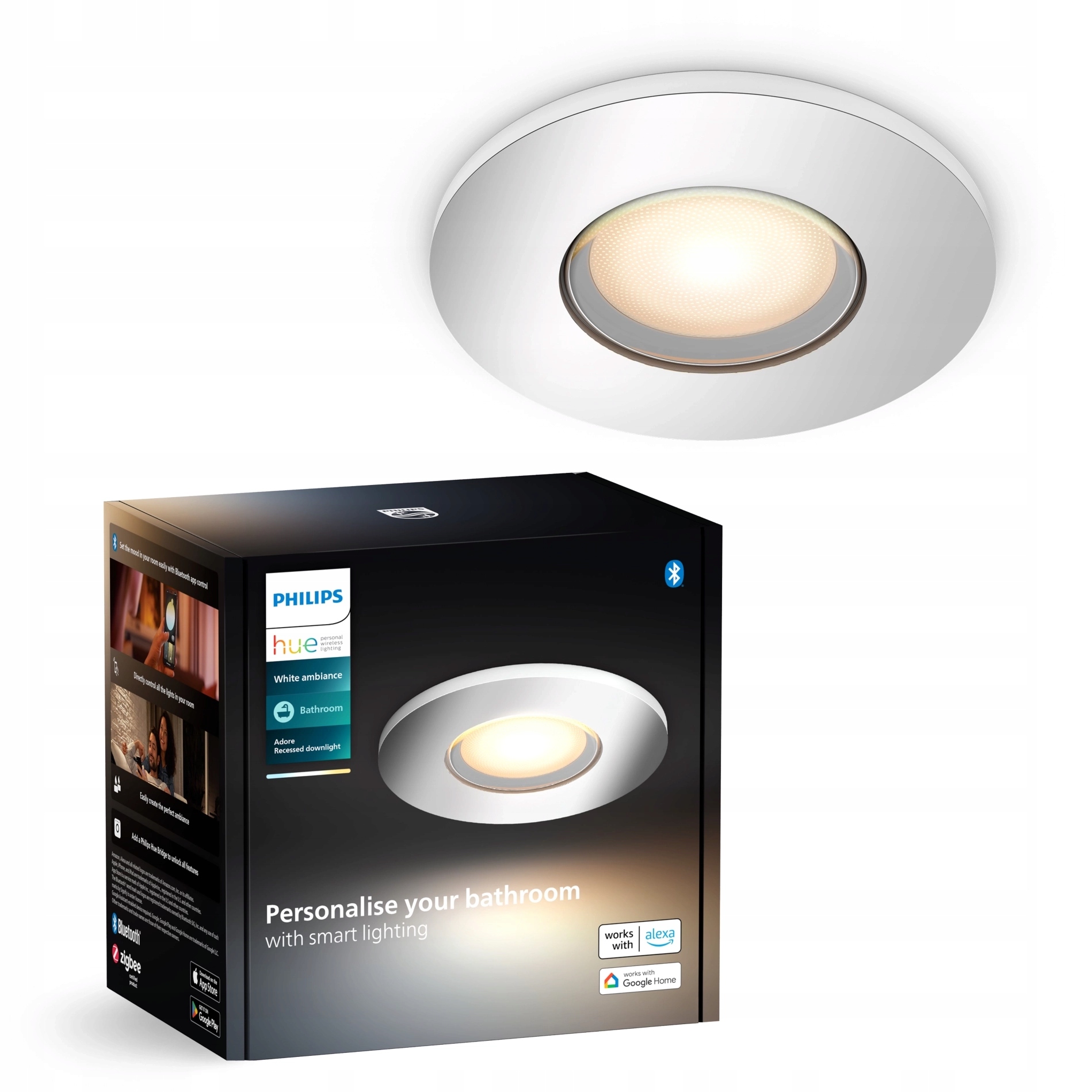 Podomietkové Led svietidlo GU10 IP44 do kúpeľne, chrómové, Zigbee Adore Philips Hue