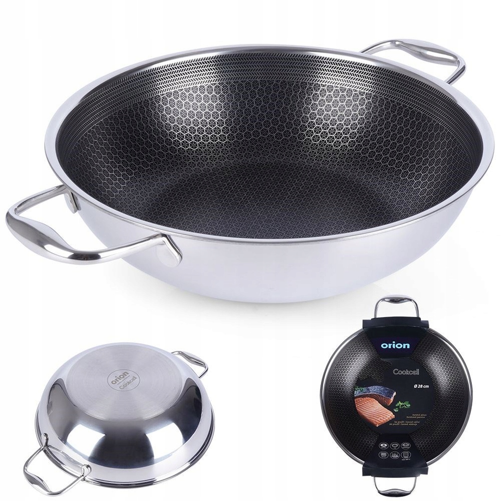 Wok pánev Orion ocelová nepřilnavá Cookcell Hybrid 28 cm hluboká