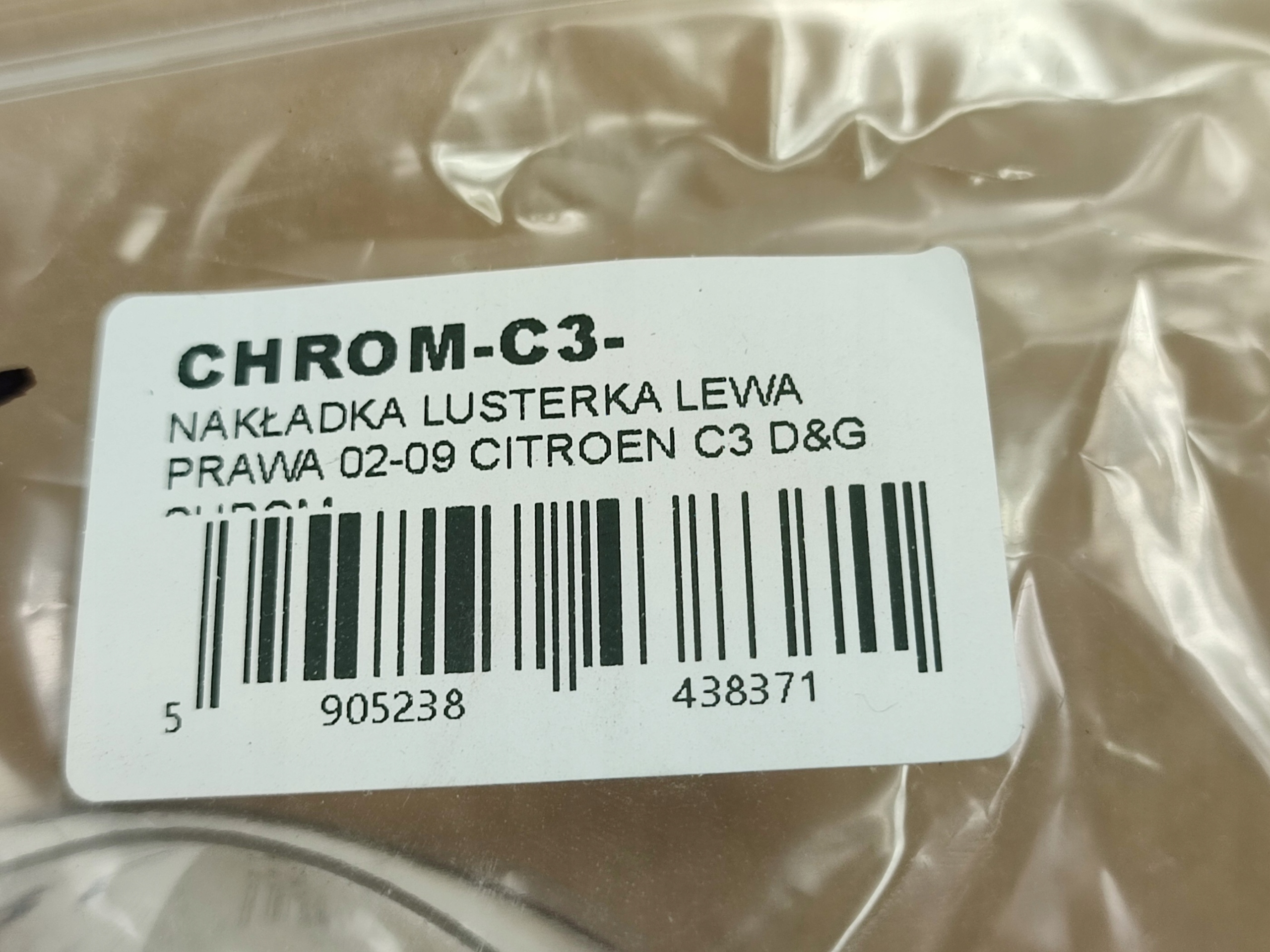 cap mirrors left + right CHROM CITROEN C3 D&G 2002-2009