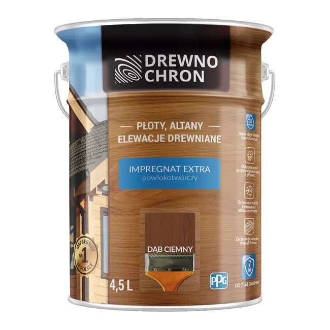 Drewnochron Extra 4,5L Dąb Ciemny 7 LAT Impregnat &&+