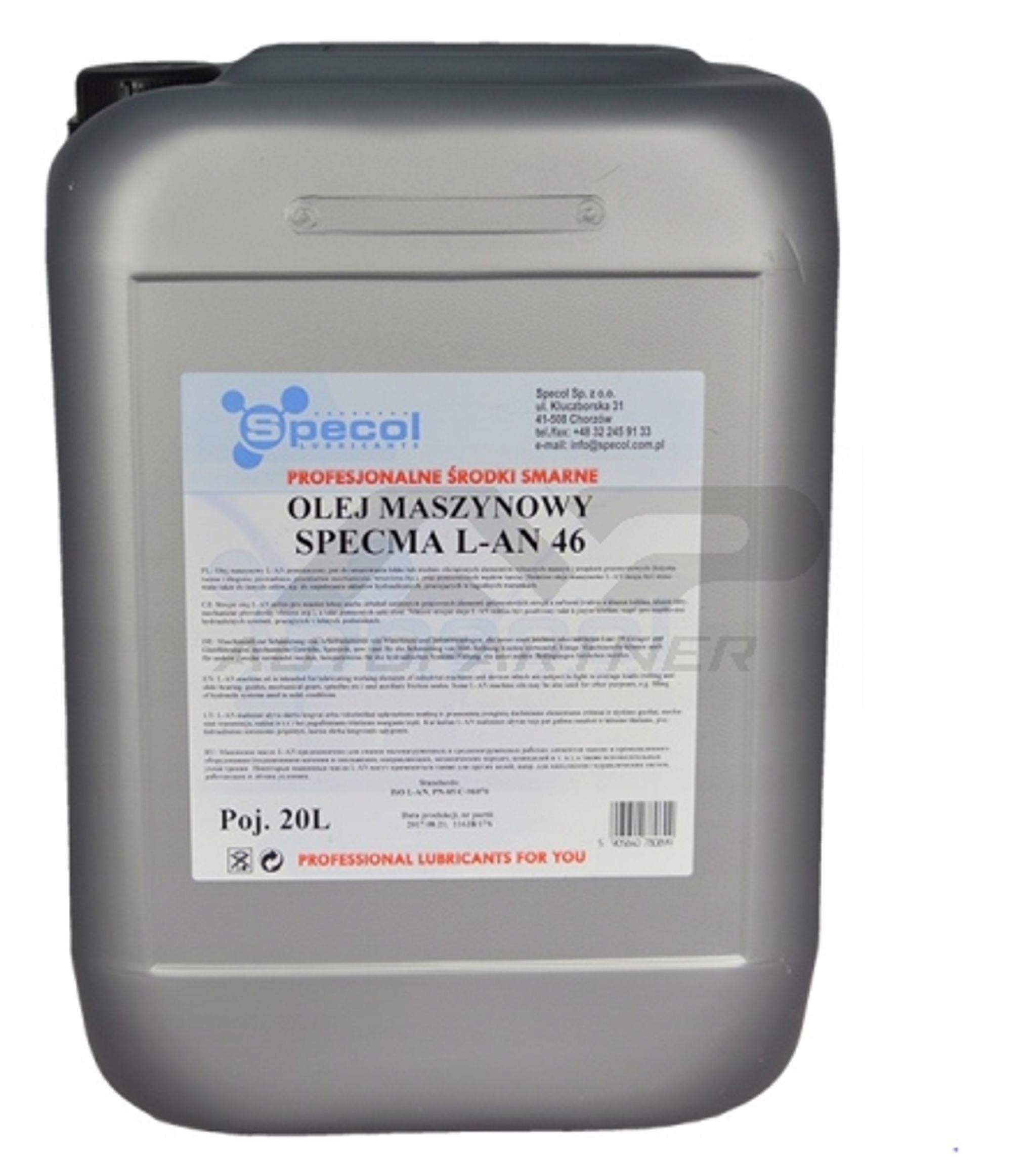 OLEJ SPECOL L-AN 46 20L / MASZYNOWY