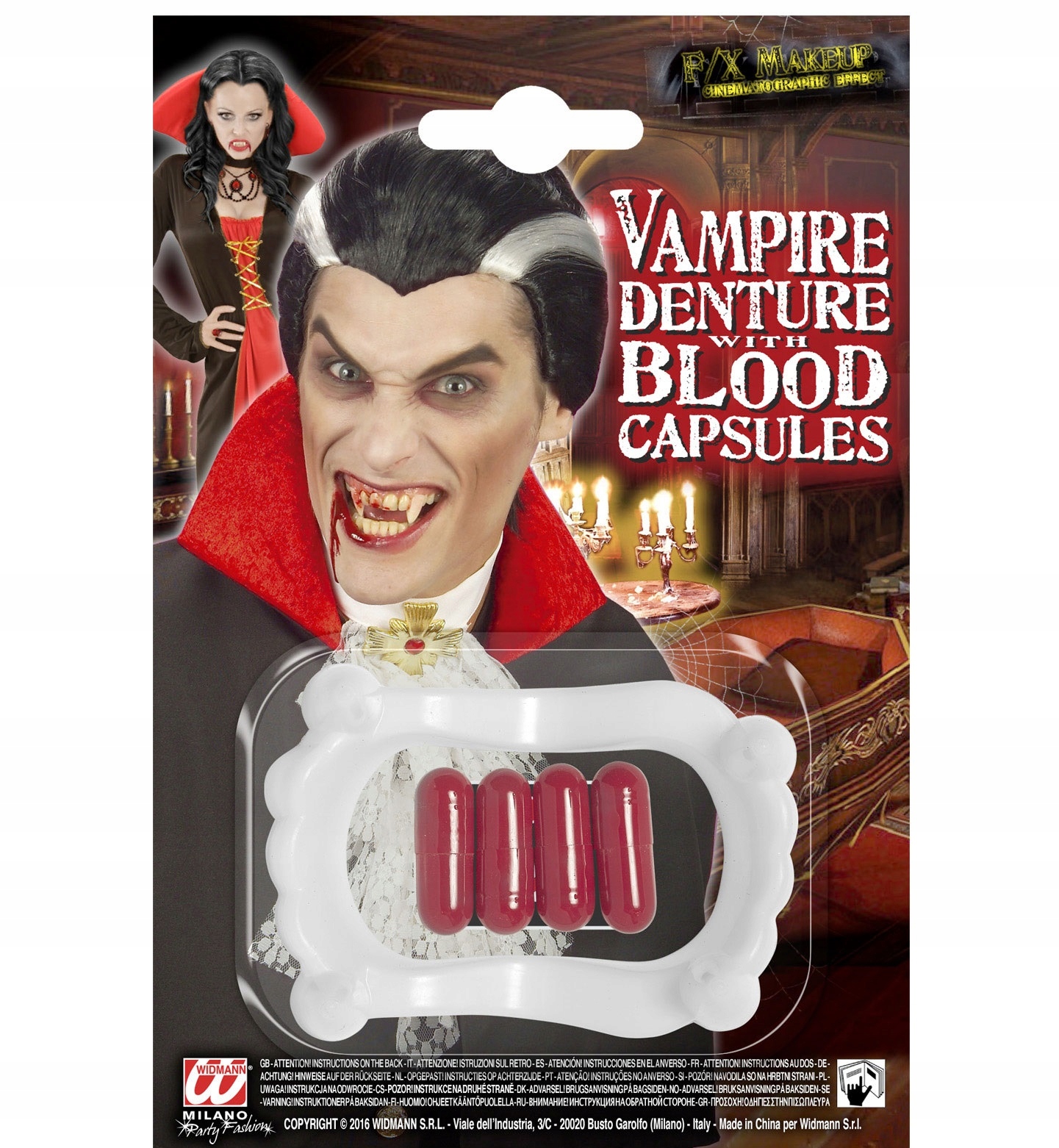 szczęka + 4 kapsułki z krwią strój przebranie na Halloween Typ maska