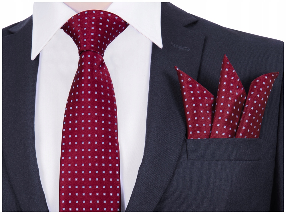 

Poszetka + Krawat Żakard Wypustka Męski Greg k115