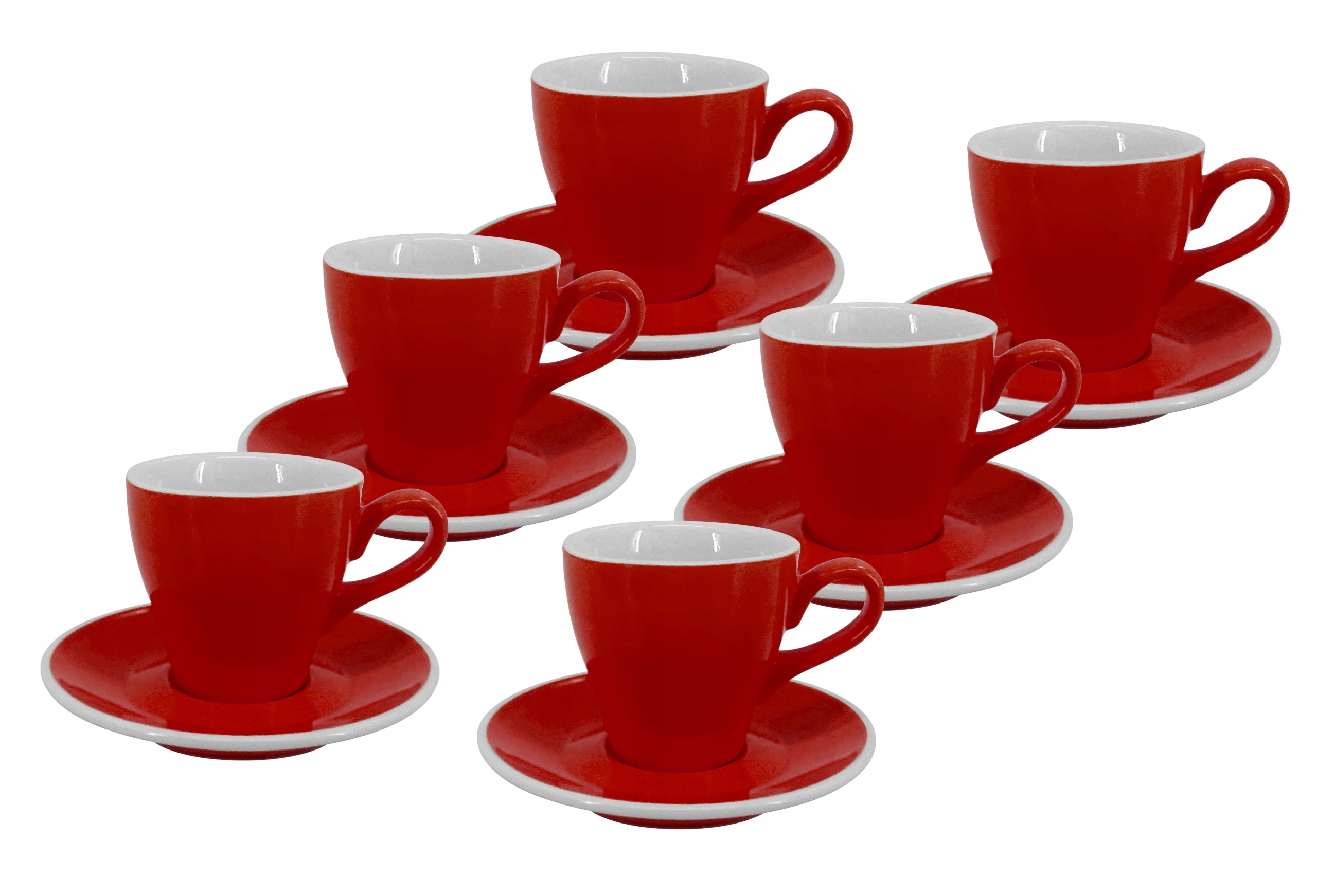 Set 6 ks Lungo šálka s tanierikom Milano, 150 ml, červená