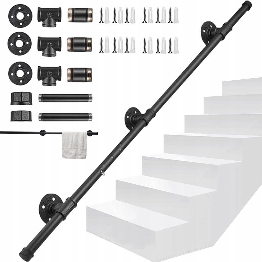 Schodišťová Zábradlí 150 CM Galvanizovaná Ocel 100 Kg Nosnost Bezpečnost