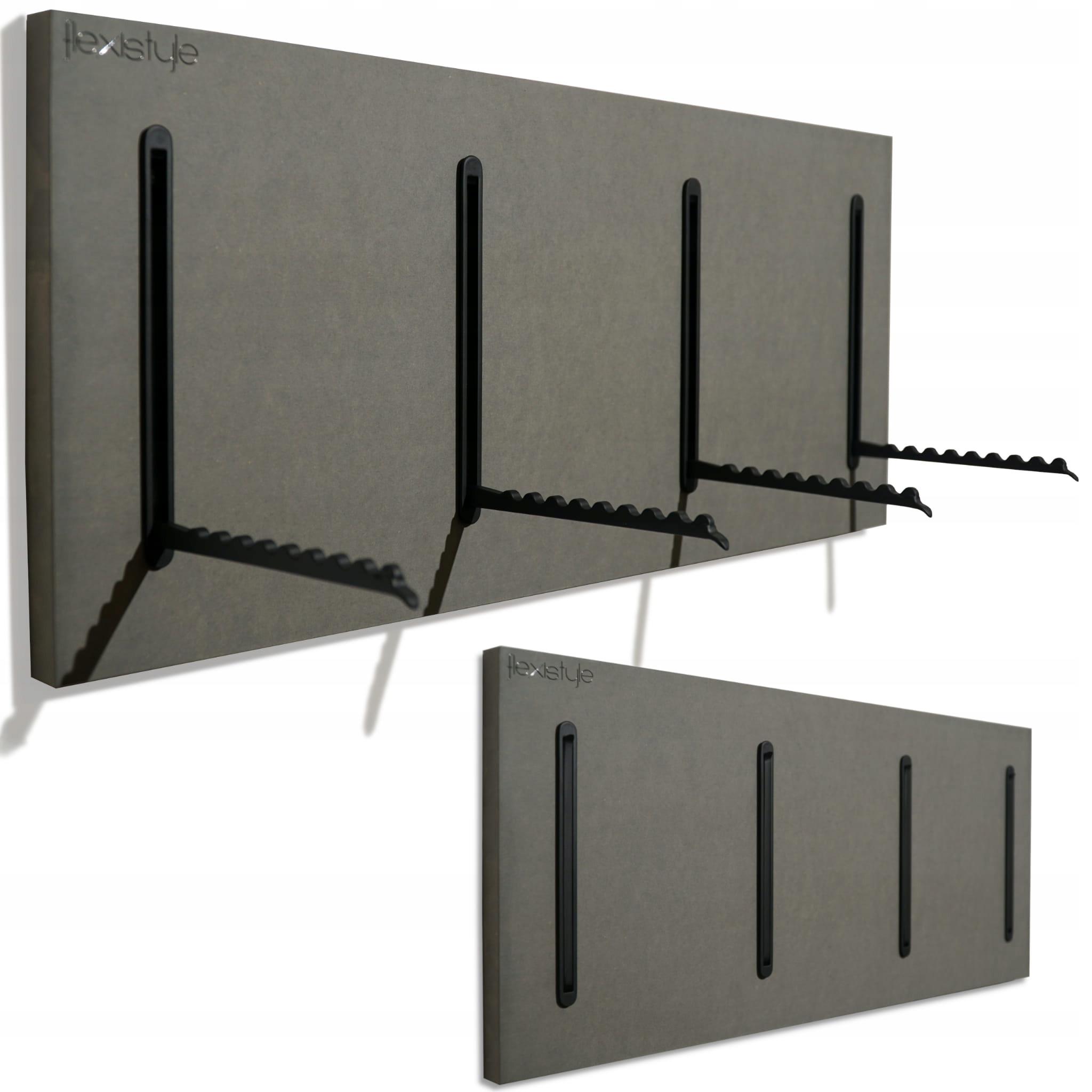 Nástěnný věšák na oblečení šedý, dřevěný, 25 x 60 cm na bundy do předsíně