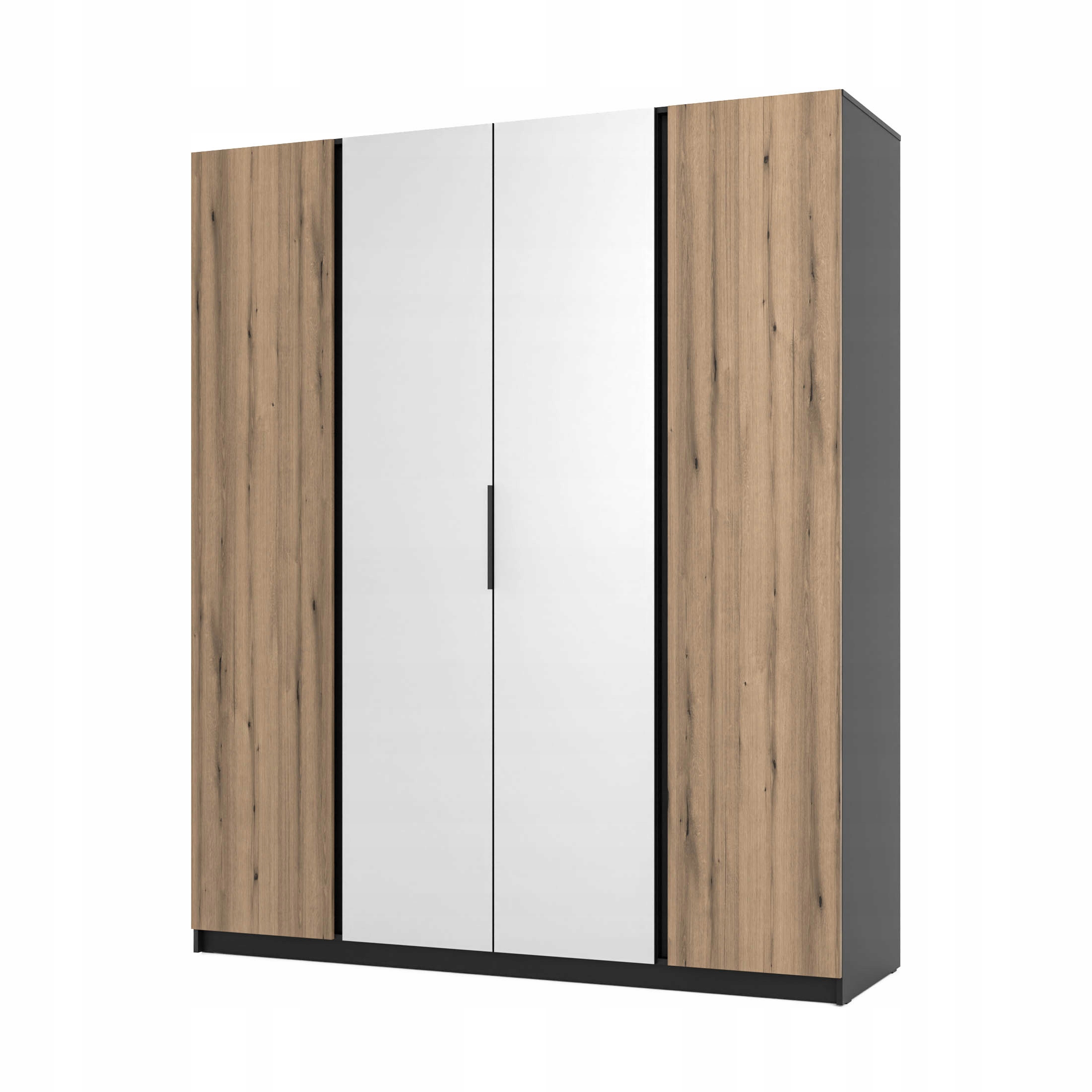 Skříň do předsíně 4-dveřová se zrcadlem a policemi Dravero Bl/ev-bl 2F 2L