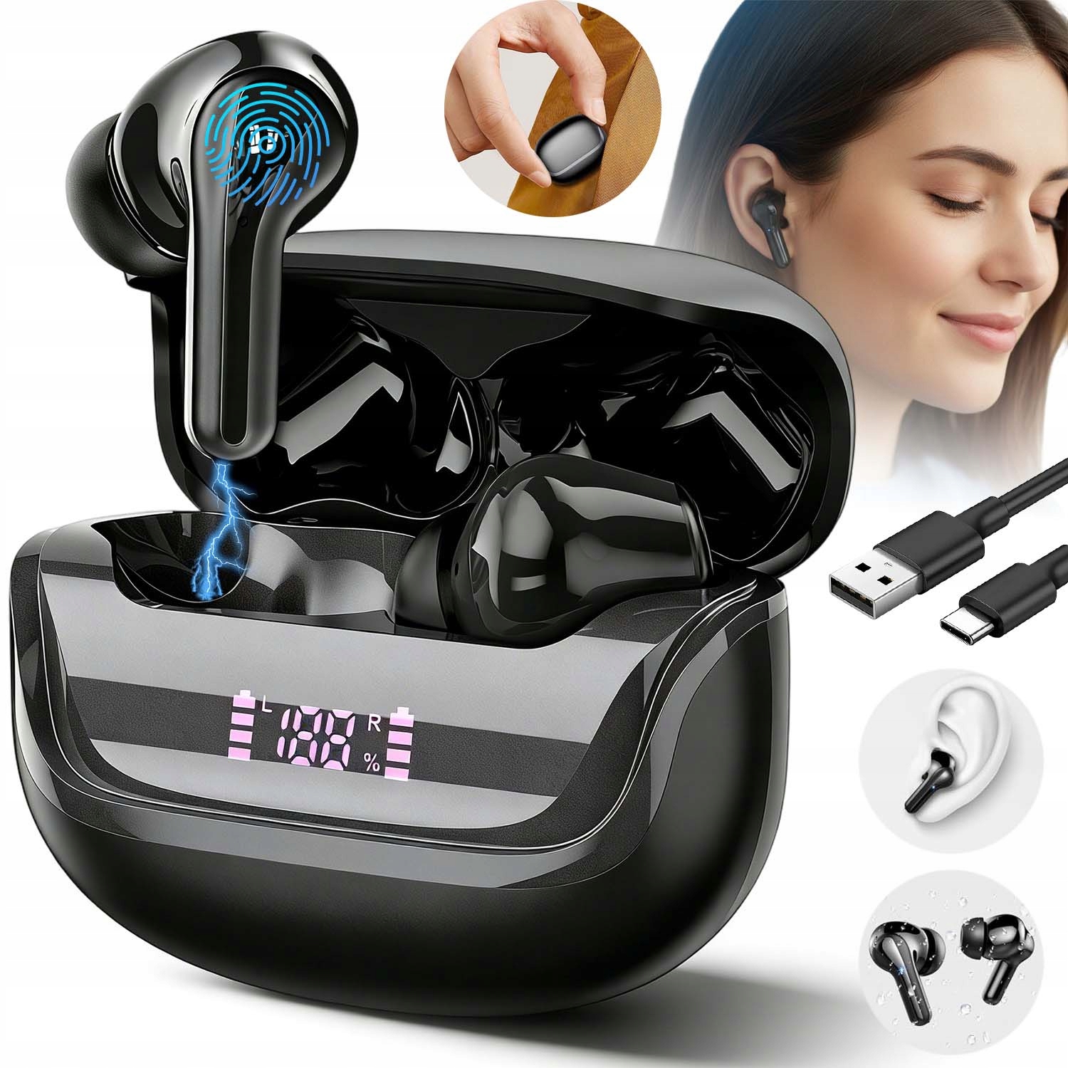 Bezdrátová Sluchátka Do Uší Sluchátka Do Uší Bluetooth 5.4 3D Hifi