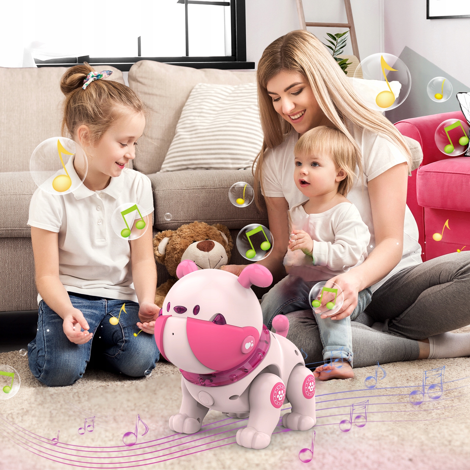 ROBOT INTERAKTYWNY PIES ZDALNIE STEROWANY PIESEK LED GŁOSEM TAŃCZY CHODZI Marka inna