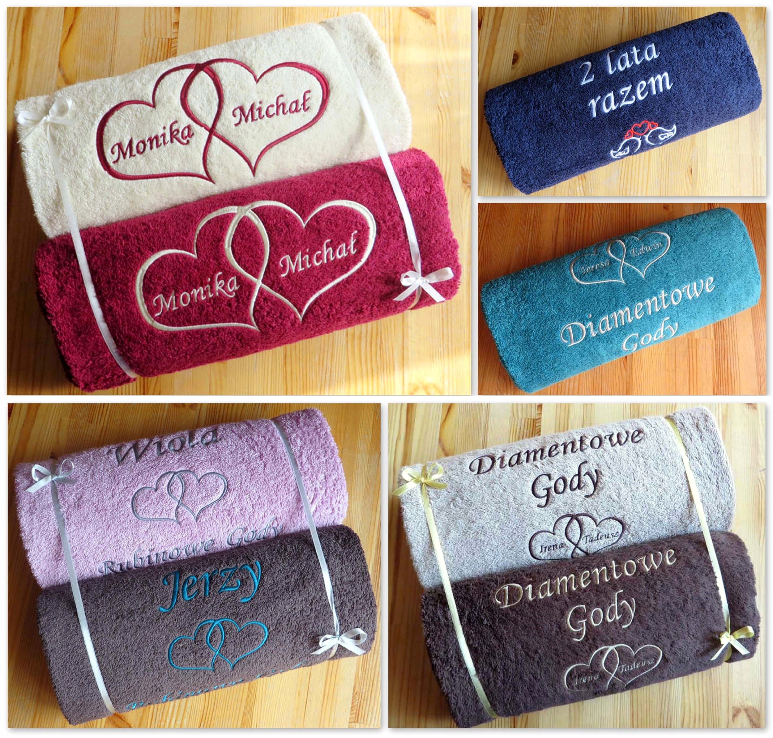 PREZENT na 20 porcelanową rocznicę ślubu RĘCZNIKI Z dedykacją Tak