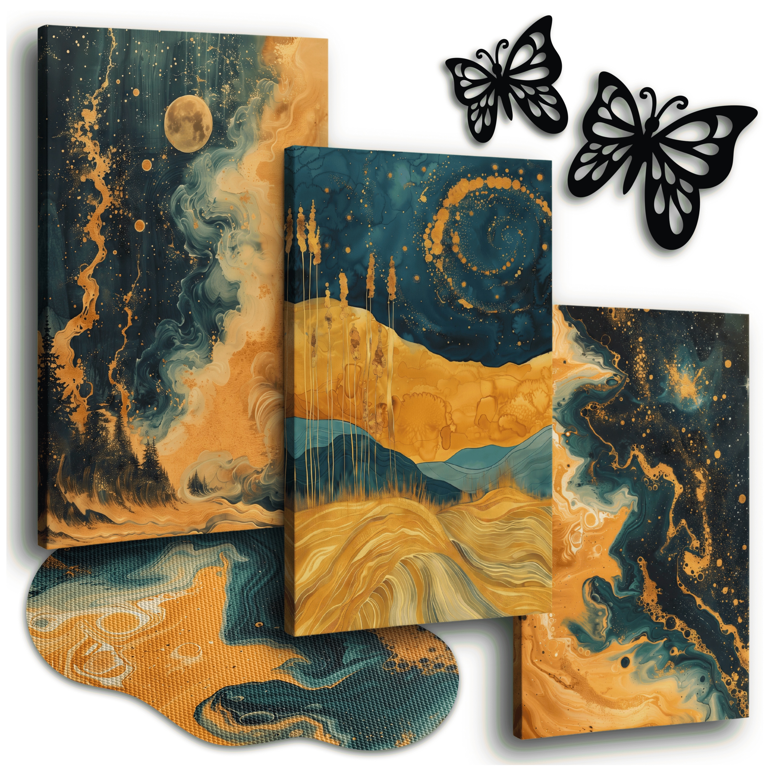 Obraz Na Plátně 150x70 cm Obrazy Do Obývacího Pokoje Dřevo Ve Stylu Van Gogha Krajina