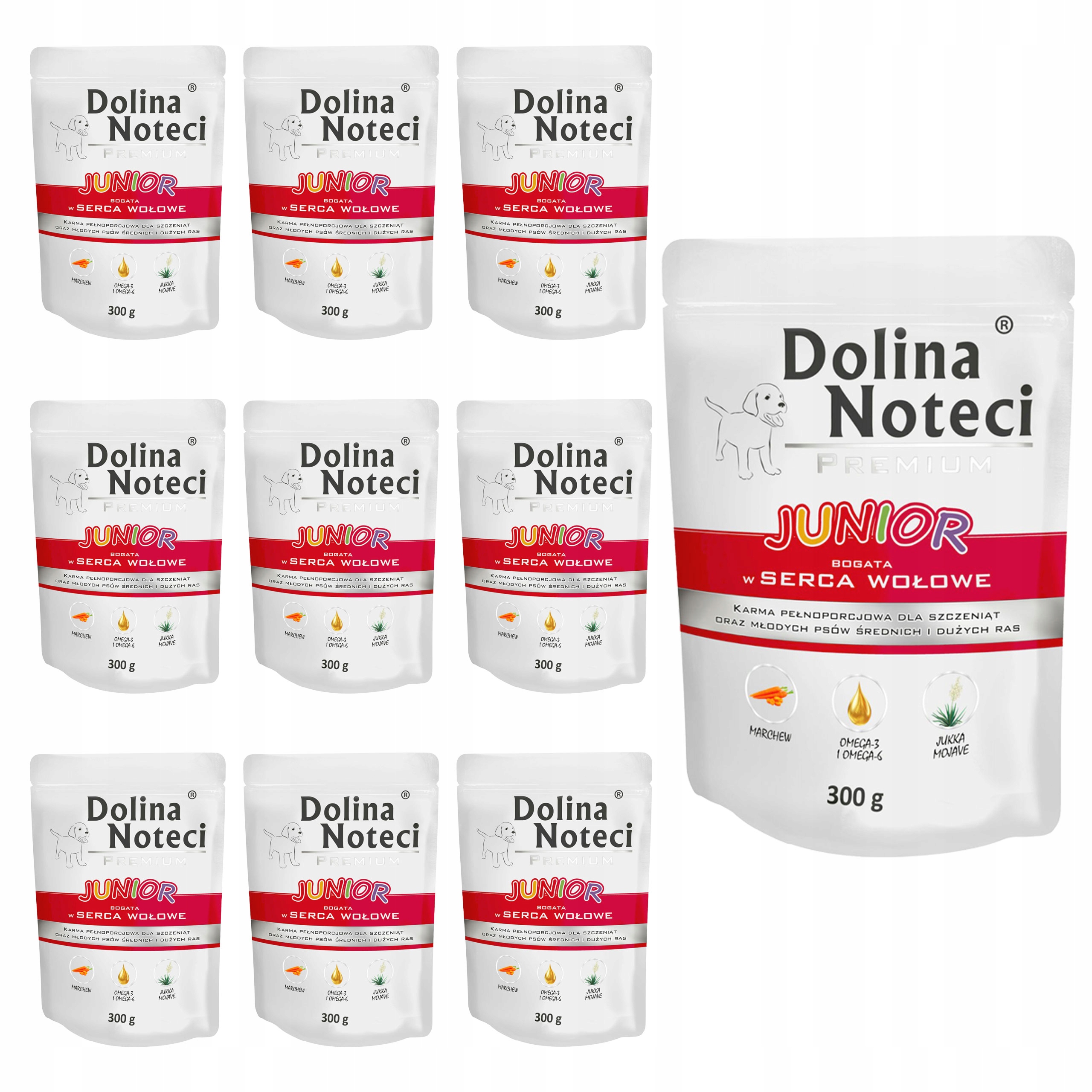 Levně Dolina Noteci Junior Krmivo mokré Srdce hovězí 10x300g