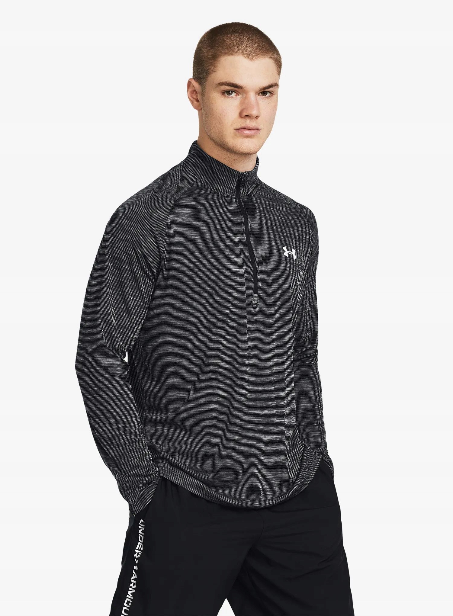Mikina bez kapuce Under Armour Tech Textured 1/2 Zip černá/bílá L