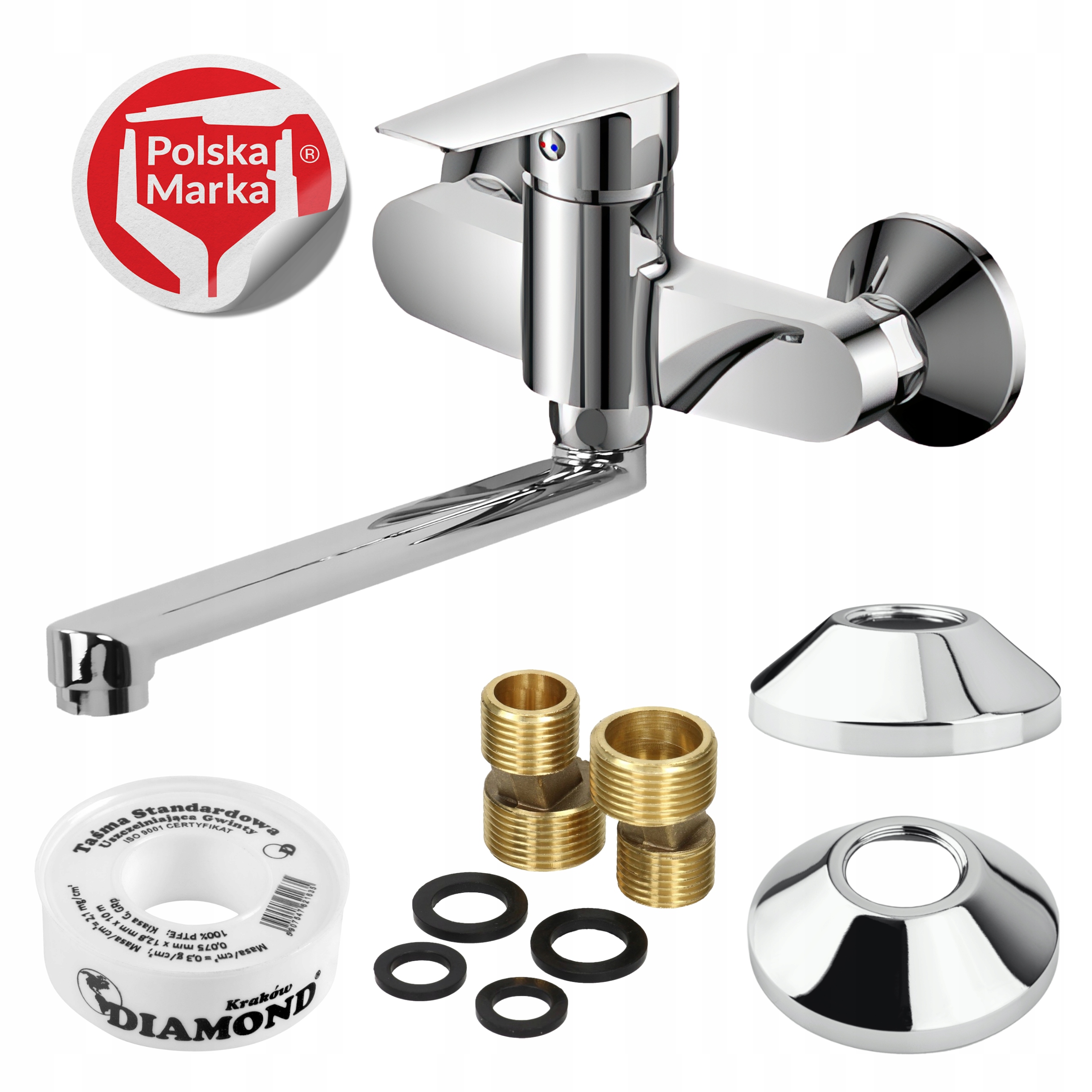 Nástenná umývadlová batéria s krátkym pohyblivým výtokom 25 cm Poľsko Sotbe