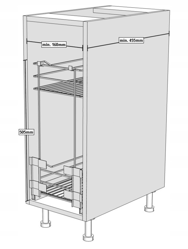 Kosz cargo 20cm 2p. 200 z systemem jezdnym cichy domyk Variant Multi REJS Producent Rejs