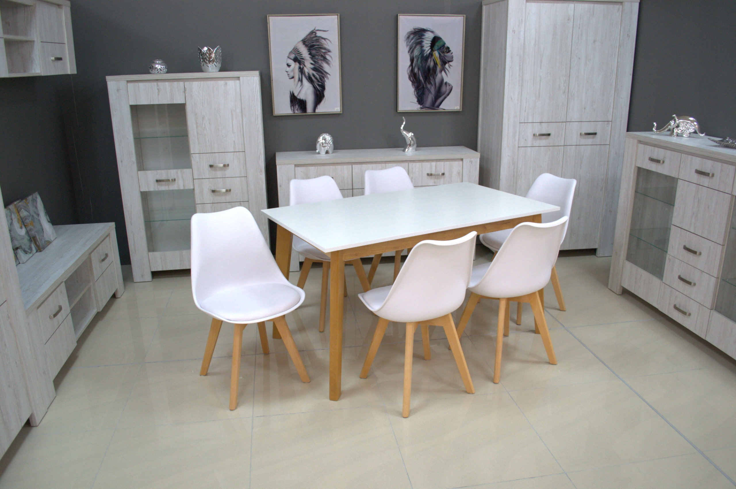 KRZESŁO KUCHENNE KRZESŁO SKANDYNAWSKIE DO JADALNI KUCHNI VEGAS BIAŁE Głębokość mebla 60 cm