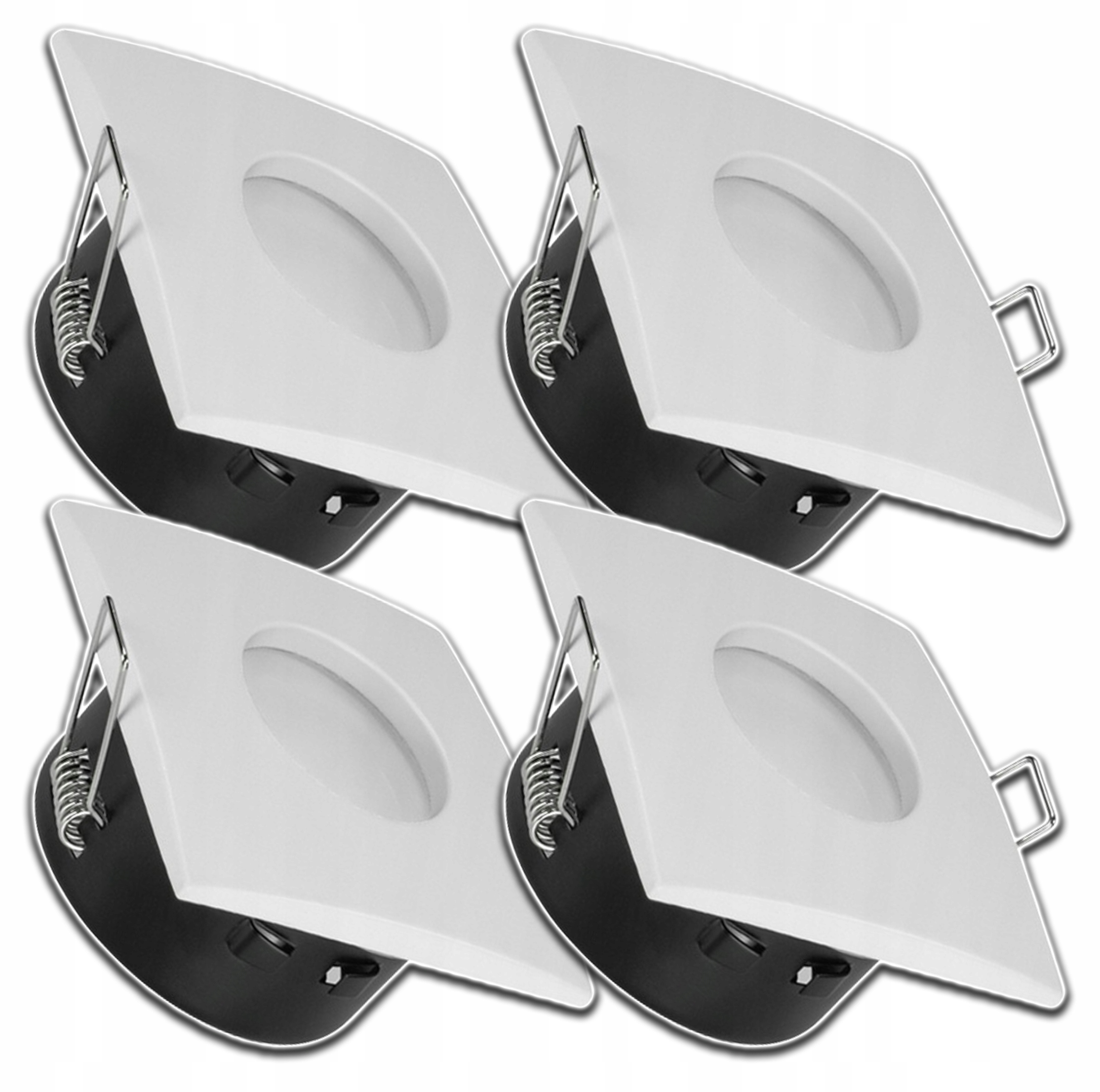 4x Hermetické Halogenové Svítidlo Čtvercové Bílé Voděodolné Vodotěsné