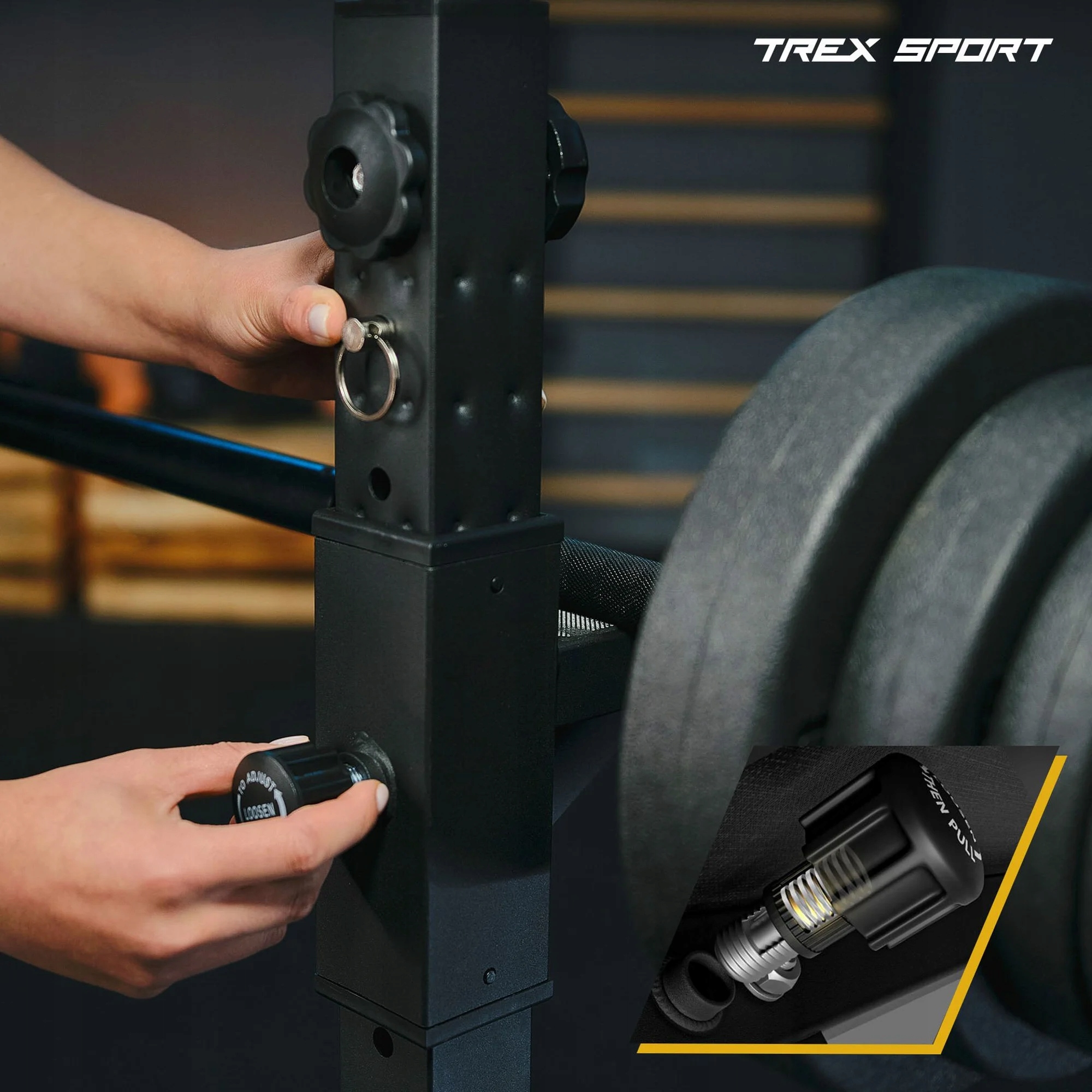 Stojak pod sztangę stojaki regulowane do ćwiczeń dipy asekuracja Trex Sport Rodzaj stojak pod sztangę