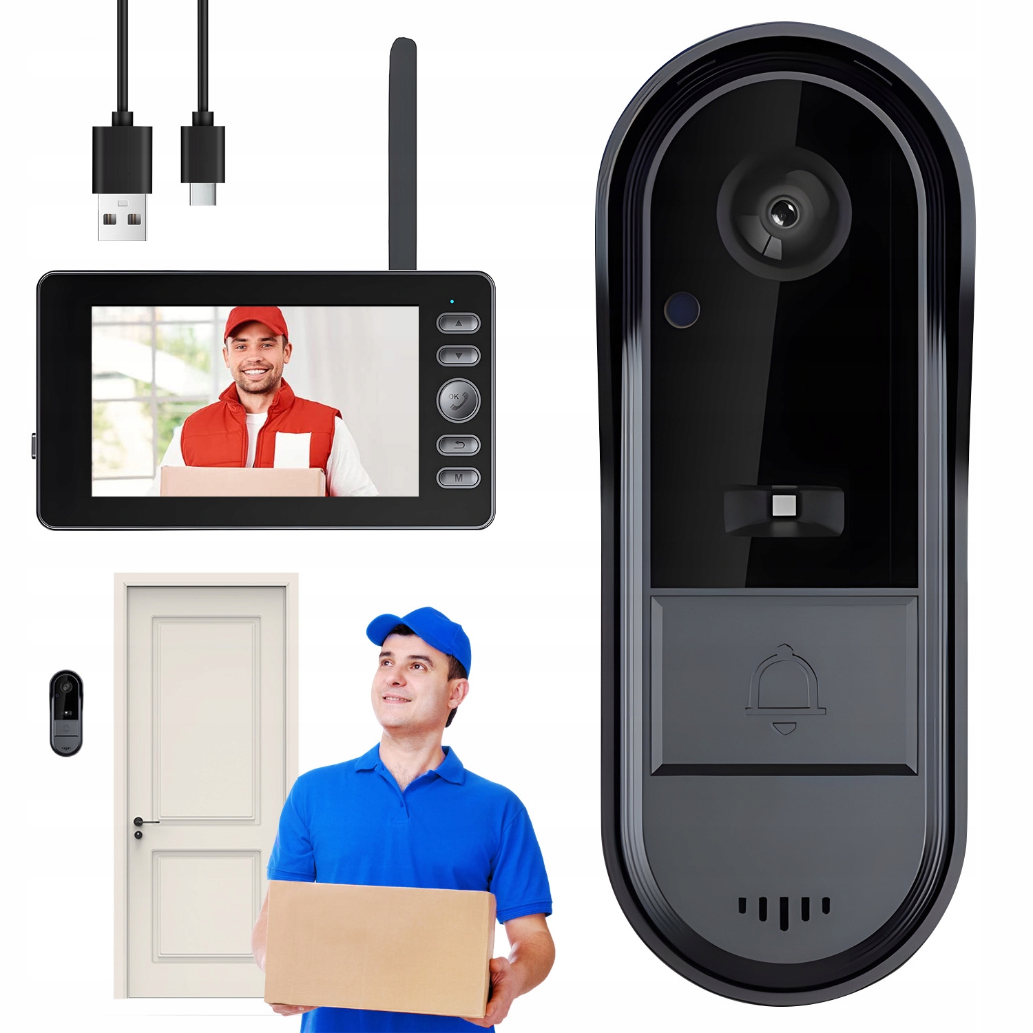 Bezdrátový Videotelefon, Systém Videozvonku, Široký Úhel Pohledu 170°