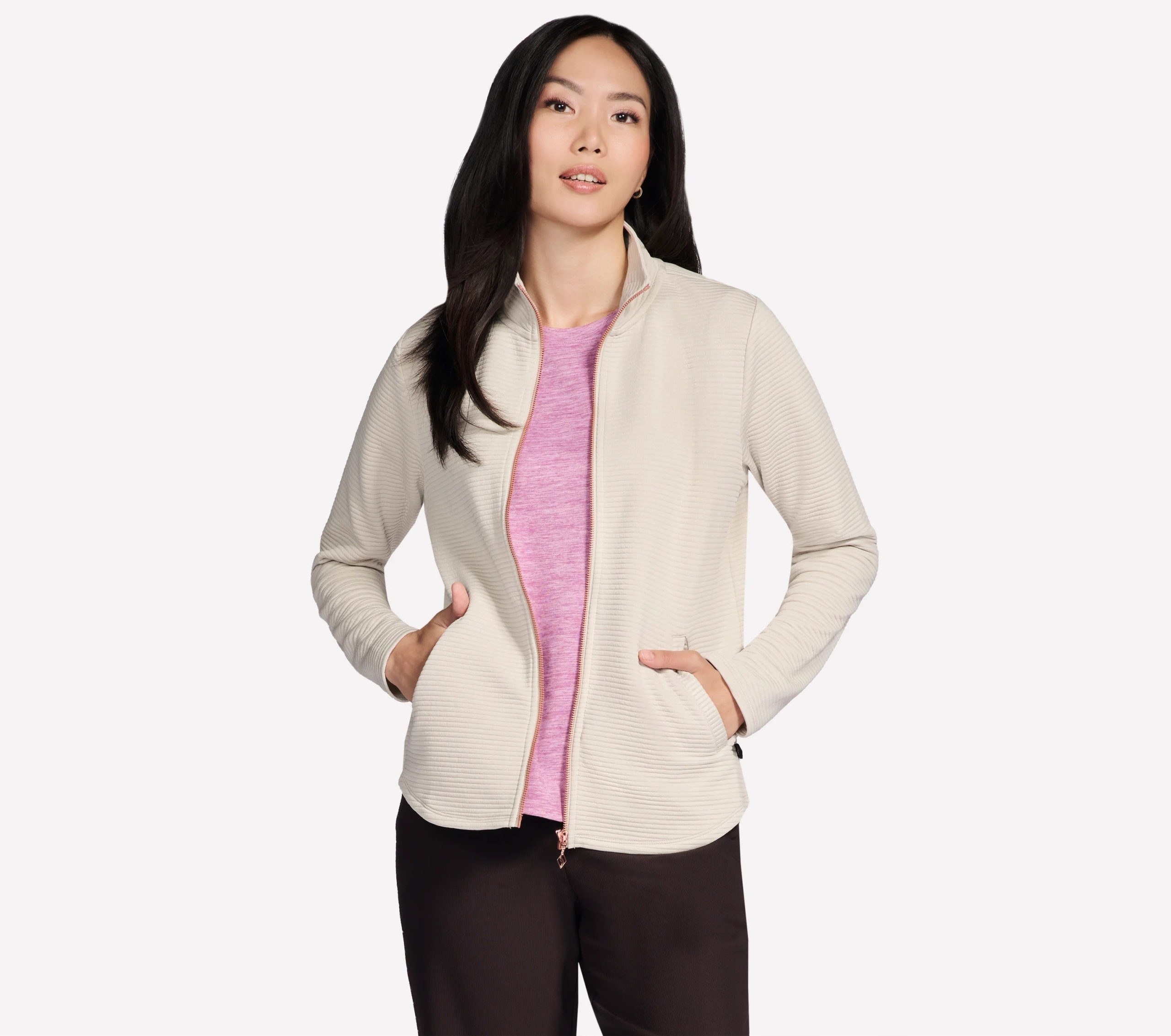 Mikina Skechers The Hoodless Hoodie Go Walk Shine Jacket béžová JA7
